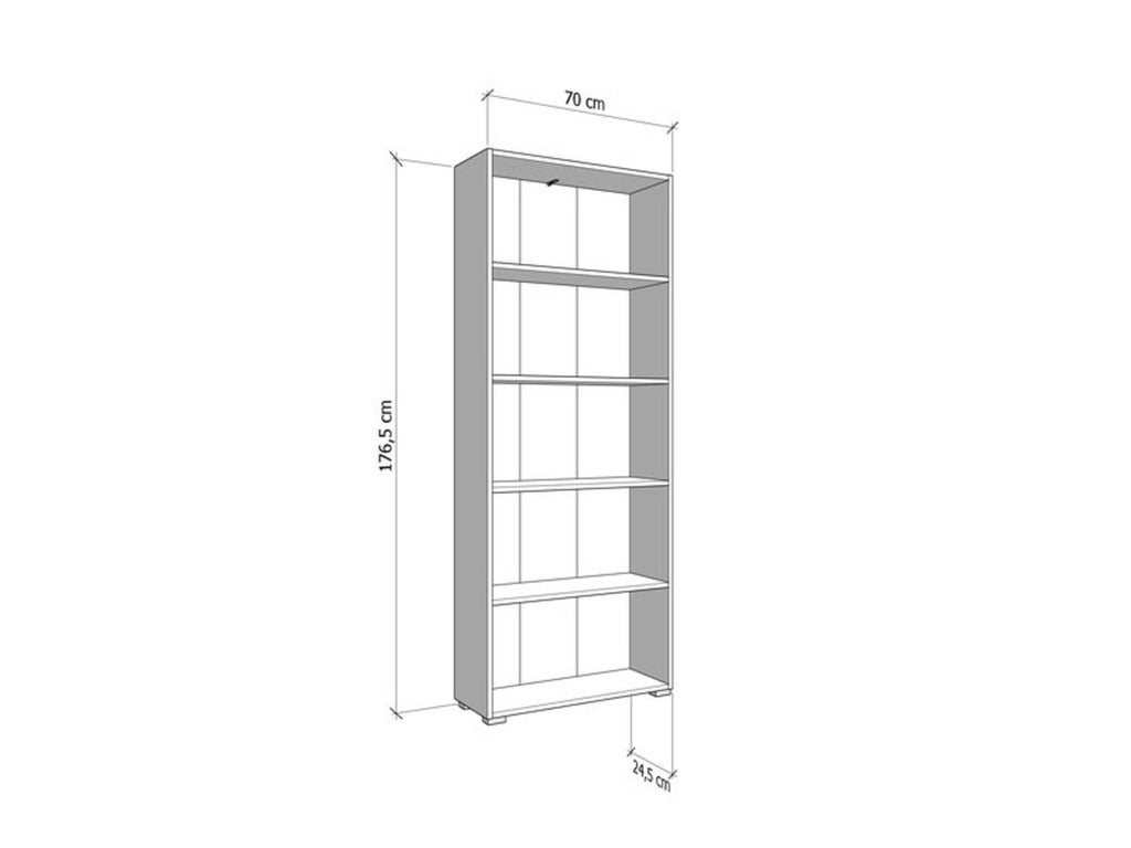 Biblioteca Urgnano, Libreria 4 Ripiani, 70x24.5x176.5h cm Marrone Rovere