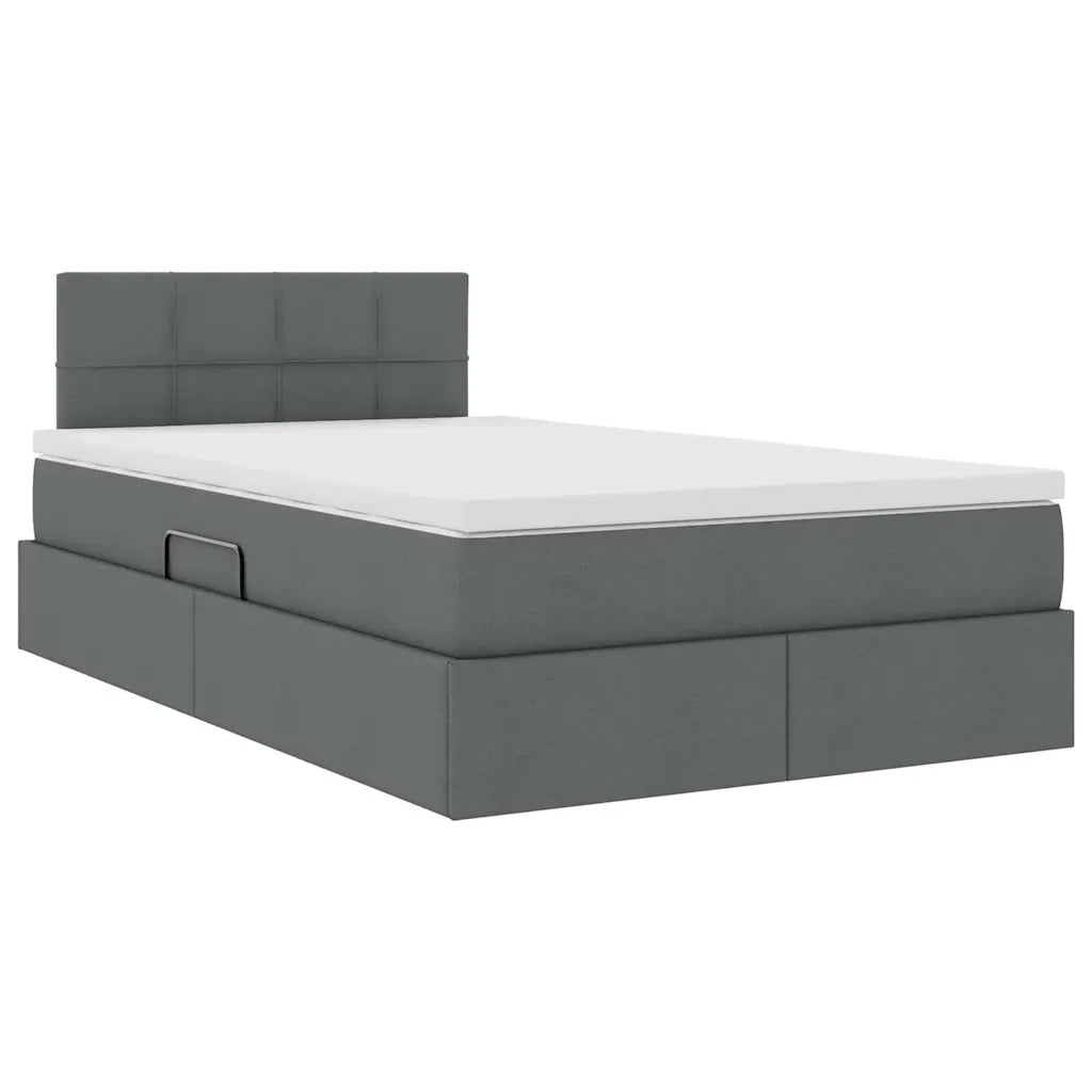 Letto con contenitore LED e materasso Grigio Scuro 120 x 200 cm
