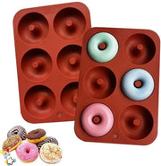 Forma per donut a 6 celle - Materiale siliconico - Superficie antiaderente - Forma flessibile per donut - Sicura per forno e congelatore - Facile da sformare - Forma per donut
