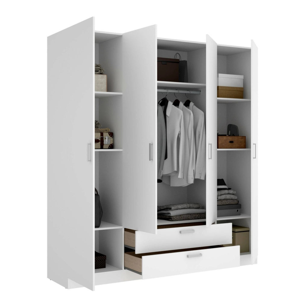Guardaroba grande Colin, Mobile camera da letto, Cabina armadio portabiti, Armadio appendiabiti, 200x52 h215 cm, Bianco