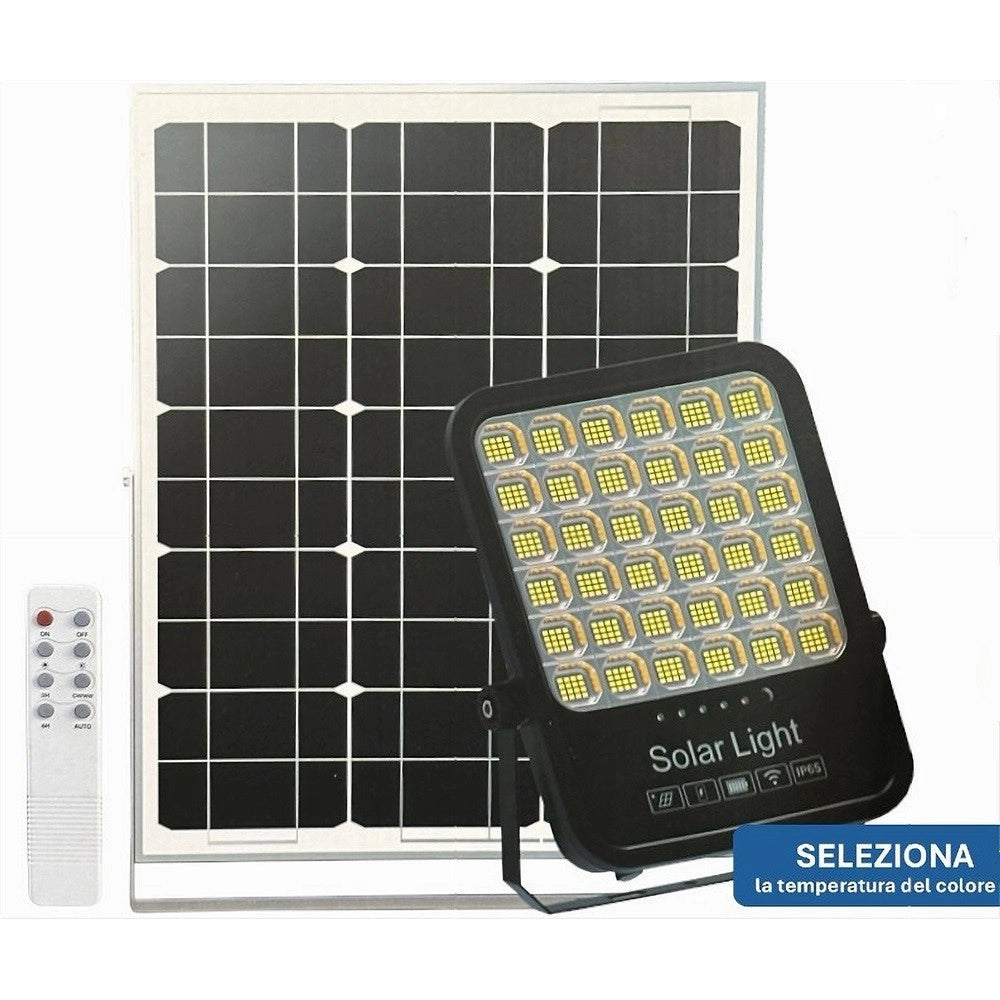 Trade Shop - Faro Led Proiettore 400w Ip65 Cct 3in1 Con Pannello Solare Telecomando Ry-400w-3c -