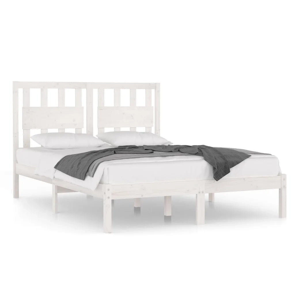 Giroletto-Struttura Letto Bianco in Legno Massello di Pino 200x200 cm 621666