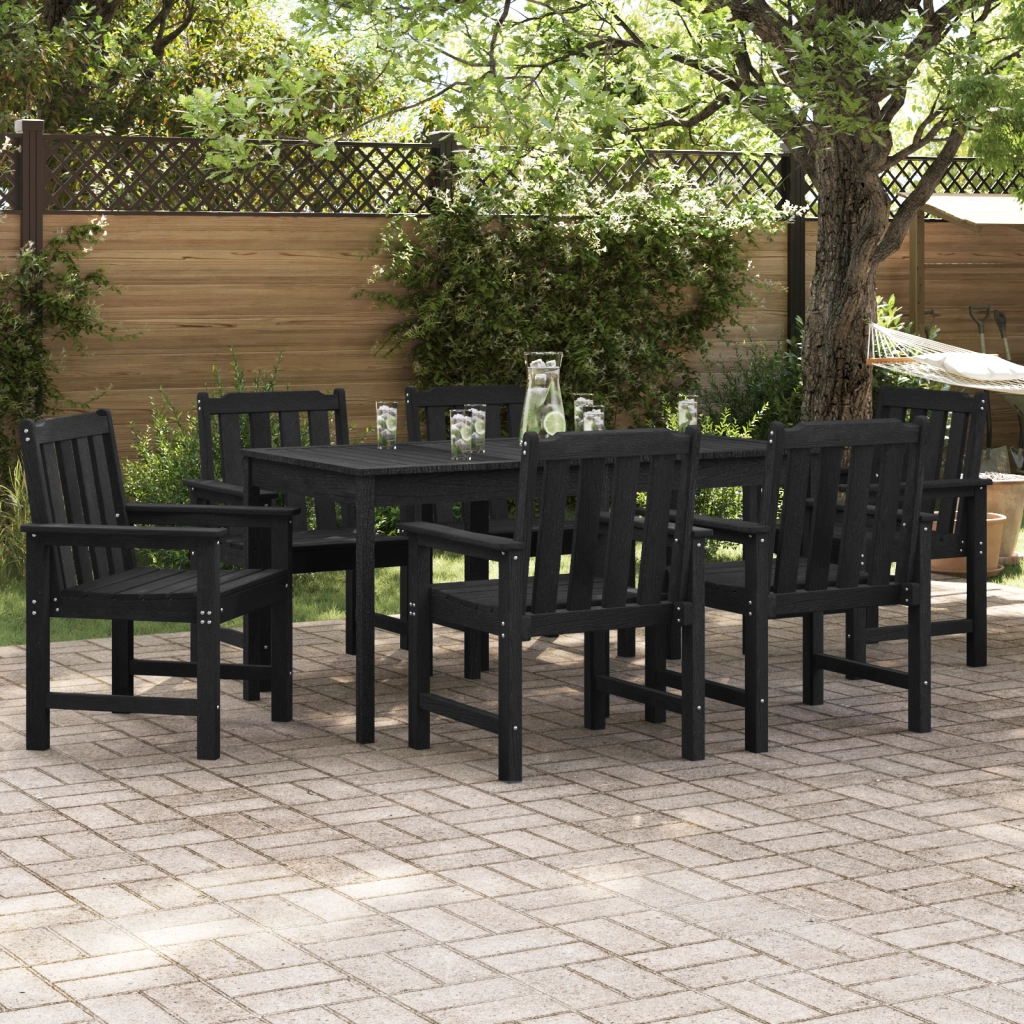 Sedie da Pranzo per Giardino  set da 6 nere 65,5x55,5x88 cm HDPE