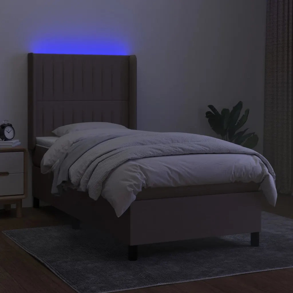 Letto a Molle con Materasso e LED Tortora 80x200 cm in Tessuto cod mxl 35499