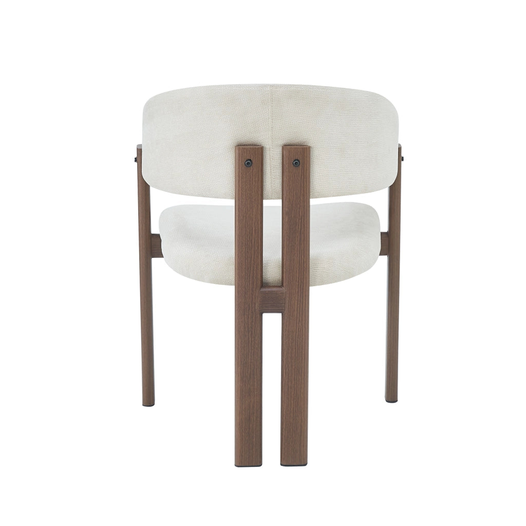 SEDIA con braccioli Set da 4 pezzi Metallo effetto noce e lino beige