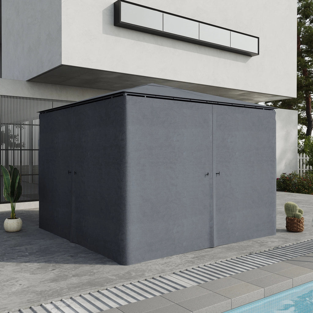 Pavillon da giardino 4 paroi rigido protezione pioggia vento sole ¨C zephmum ¨C grigio 300x300 cm