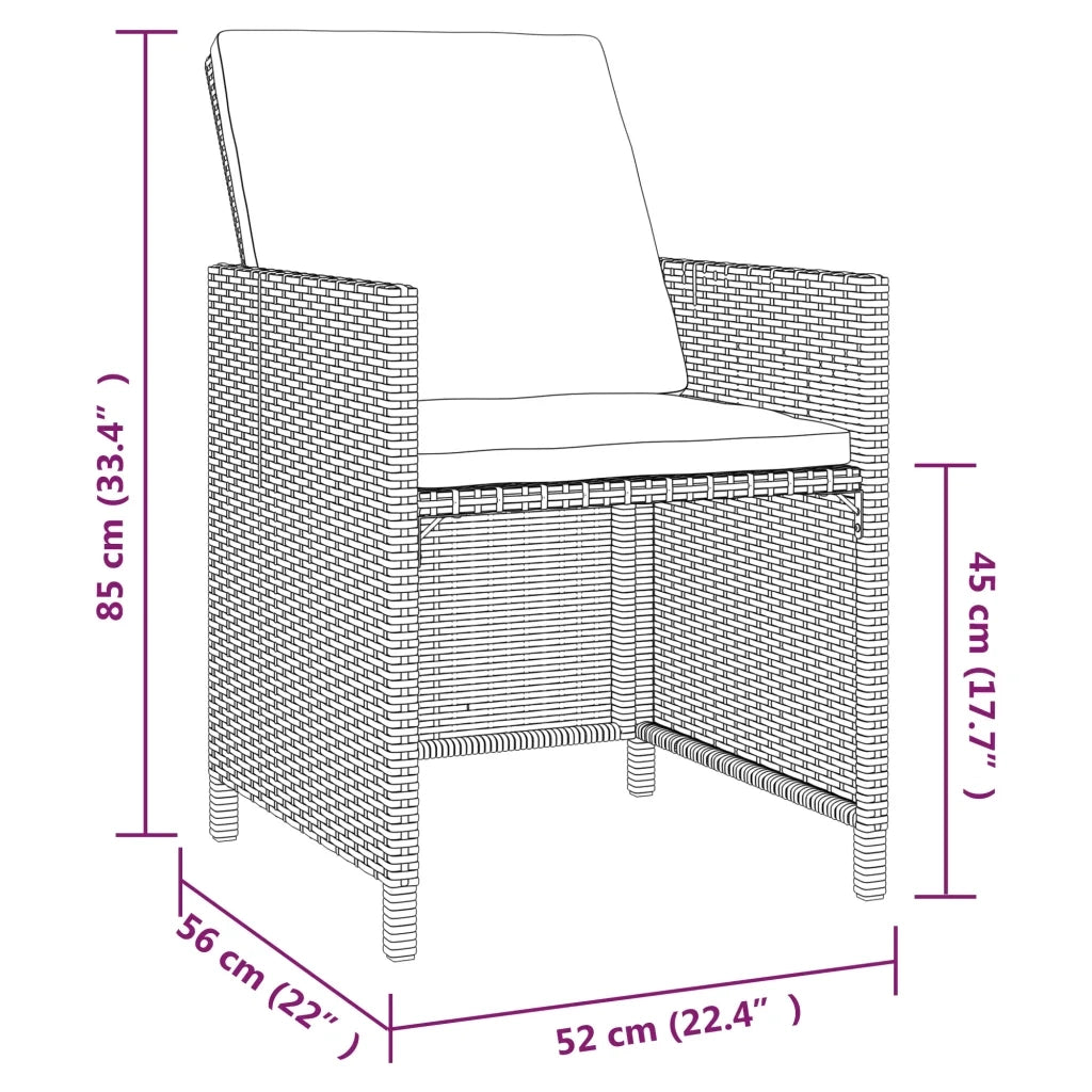 Set da Pranzo da Giardino 5 pz | Set Salotto da Giardino con Cuscini in Polyrattan Grigio