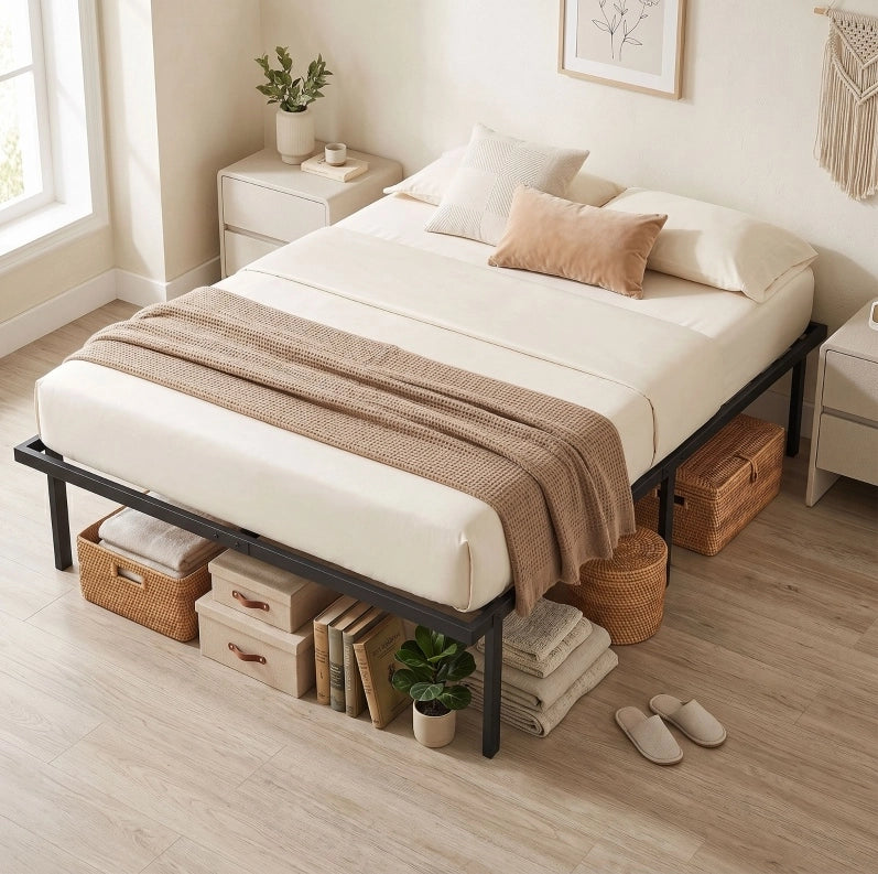 Letto matrimoniale in metallo 140x200 cm con spazio sottoletto