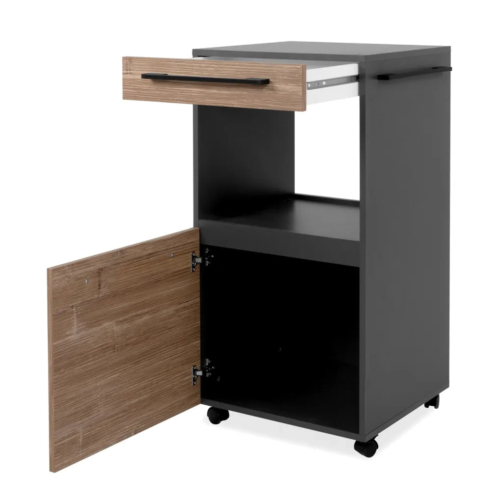 Finori Credenza con Rotelle Palma 35A Grigio Antracite e Bambù 443238