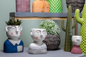 Set 2 Vasi Testa Uomo H 23 cm