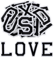 Letterpatches 78 Stuks - Pannelli da Stendere Alfabetici - 5 cm Altezza - Per Abbigliamento/Bagagli/Cappelli - Filo a Tessuto - Lettere da Stendere