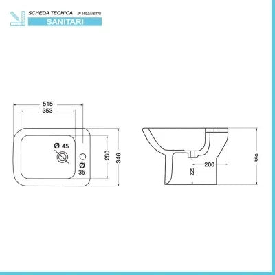 Coppia wc e bidet con scarico a parete e copriwc originale Ginevra