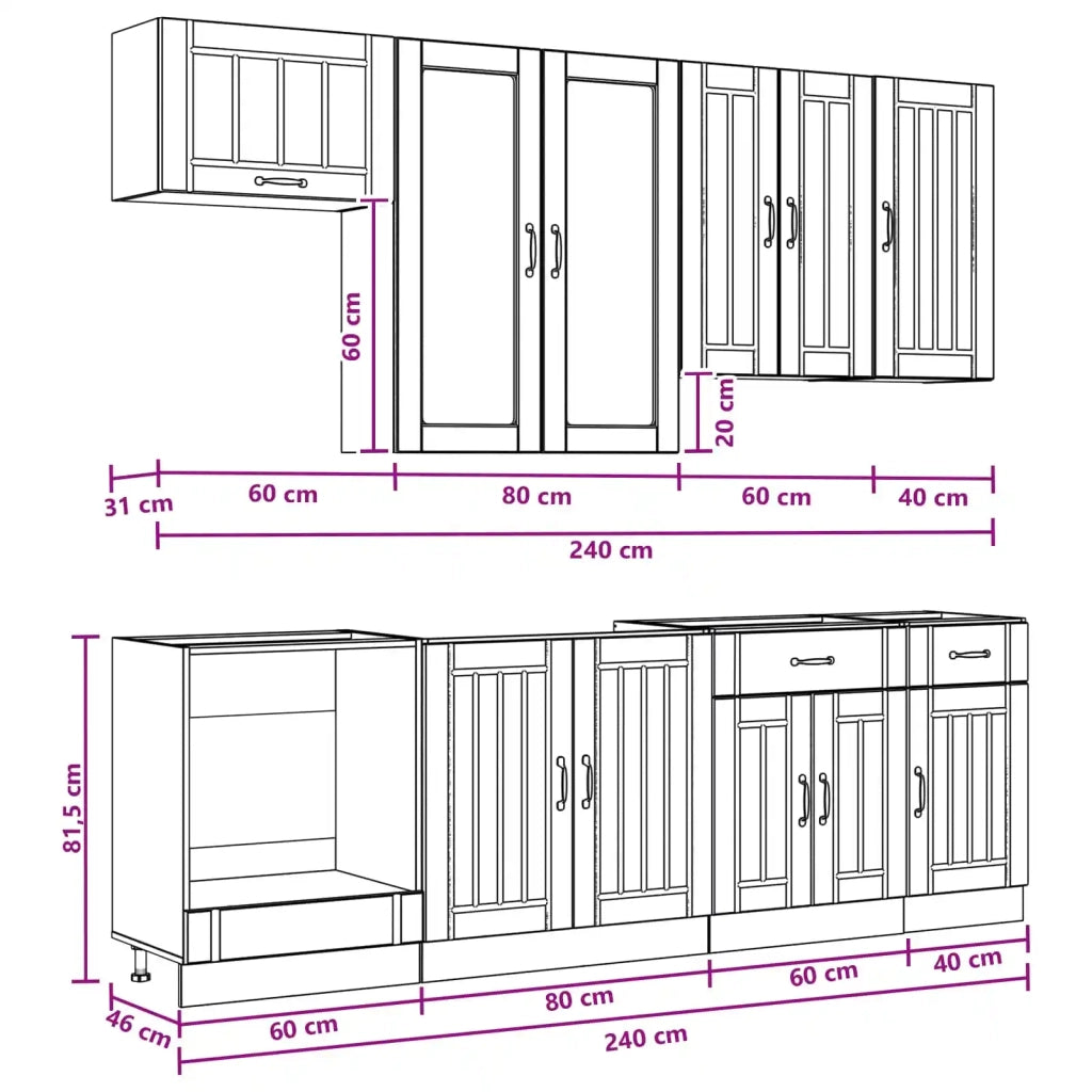 Unità Cucina LUCCA 8 pcs Bianco Legno ingegnerizzato 3438143