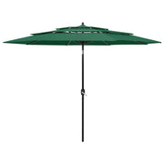 Ombrellone da giardino a 3 livelli con palo in alluminio da 3 m verde 02_0008782