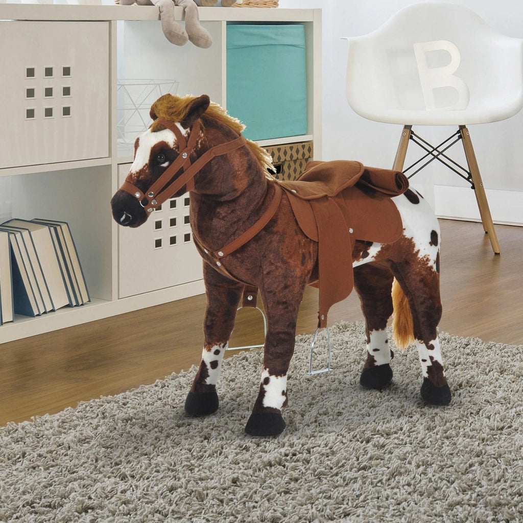 Cavallo Giocattolo con Sella e Suoni ¨C Minimal ¨C Marrone 85x28x60 cm
