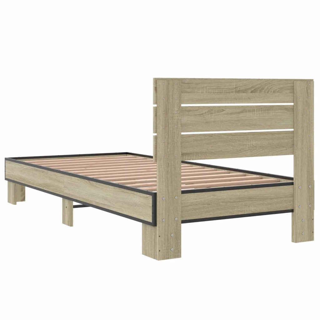 Struttura letto con testata-Giroletto Rovere Sonoma 80 x 200 cm 295696