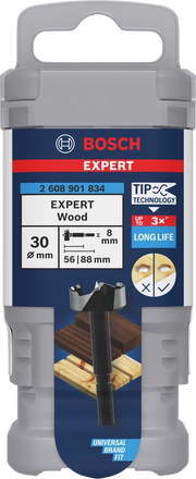 Bosch Forstner EXPERT Wood – Punta per legno 30 mm con tecnologia Bosch Tip per fori puliti