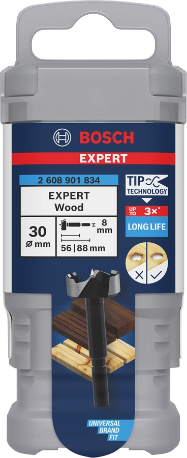 Bosch Forstner EXPERT Wood – Punta per legno 30 mm con tecnologia Bosch Tip per fori puliti