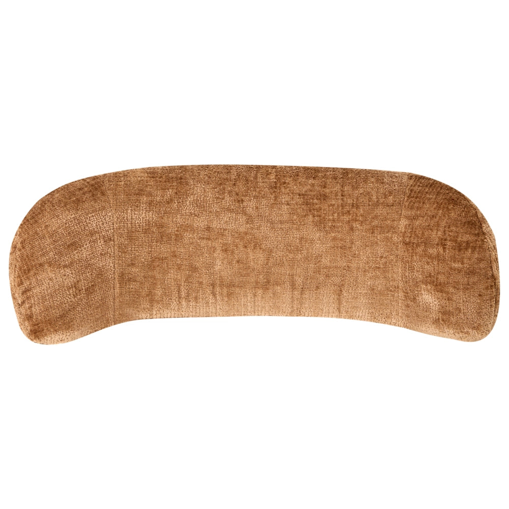 Poltrona girevole con seduta in ciniglia marrone dorato senza braccioli con cuscino, schienale rotondo, gambe in metallo, stile retrò