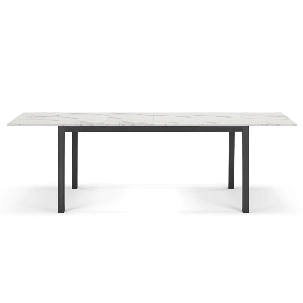 Tavolo da pranzo allungabile Marmo di Carrara 160x85 modello GIOTTO MADE IN ITALY con 2 allunghe laterali da 40 cm per sala da pranzo, cucina e soggiorno, design moderno