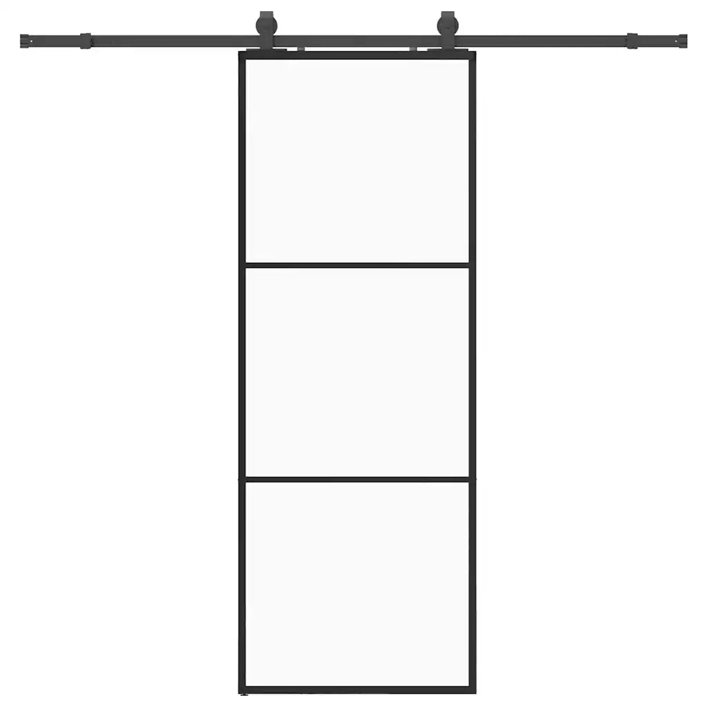 Porta Scorrevole con Ferramenta Nera 76x205 cm in Vetro ESG 3375921
