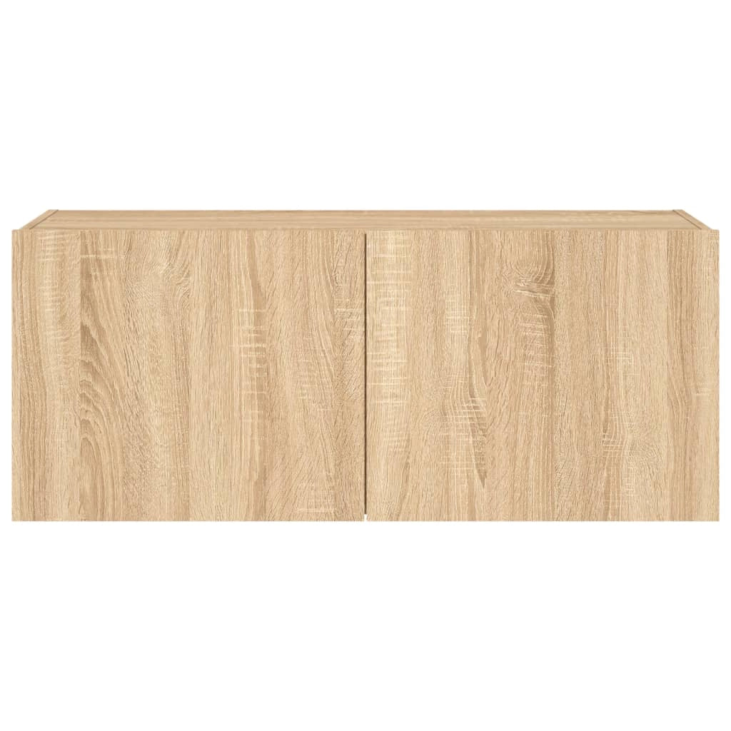Mobile TV multimediale mensola TV credenza mobile TV parete attrezzata per sala da pranzo soggiorno camera da letto con luci LED rovere Sonoma 100 x 35 x 41 cm marrone 02_0028005