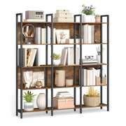 Libreria scaffale portaoggetti scaffale da cucina 5 ripiani struttura in acciaio stabile per ufficio ingresso soggiorno stile industriale marrone 12_0004262