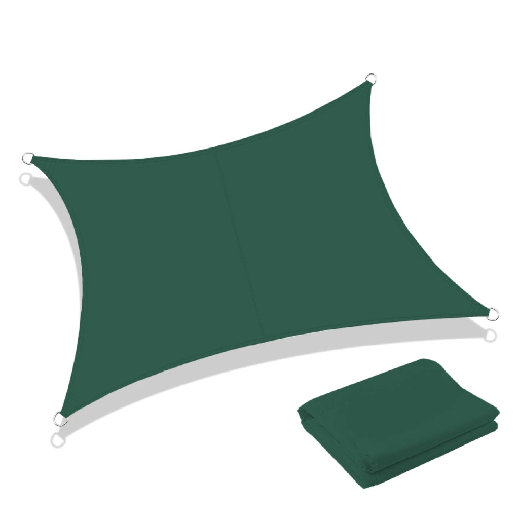 Tenda a Vela Ombreggiante Impermeabile con Anelli Rinforzati Copertura Sole per Giardino Terrazzo Balcone Patio Diverse Forme e Misure Verde - Rettangolare3x4 Metri