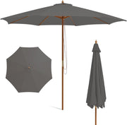 Ombrellone da Giardino 300 x 300 cm, Ombrellone Pieghevole con 8 Stecche di Bambù, 3 Altezze Regolabili, Ombrellone da Parasole Impermeabile, per Giardino Cortile Piscina (Grigio)