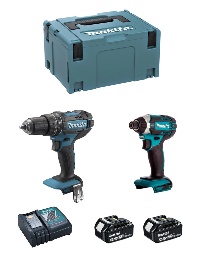MAKITA Kit DLX2131RFJ (DHP482 + DTD152 + 2 x 3,0 Ah + DC18RC + MAKPAC 3)