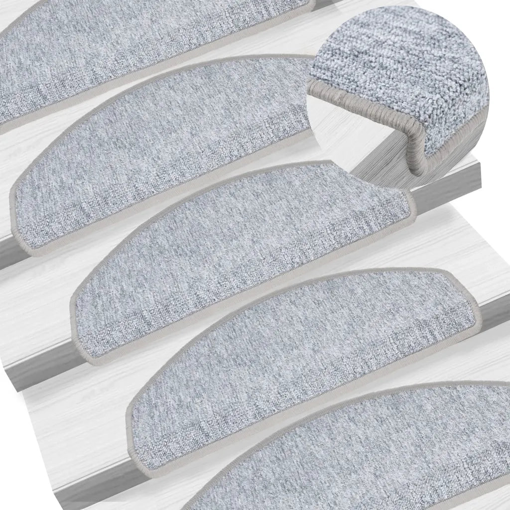Tappetini per scale 10 pz 65x24x4 cm Grigio chiaro Semicircolari Grandi 149757