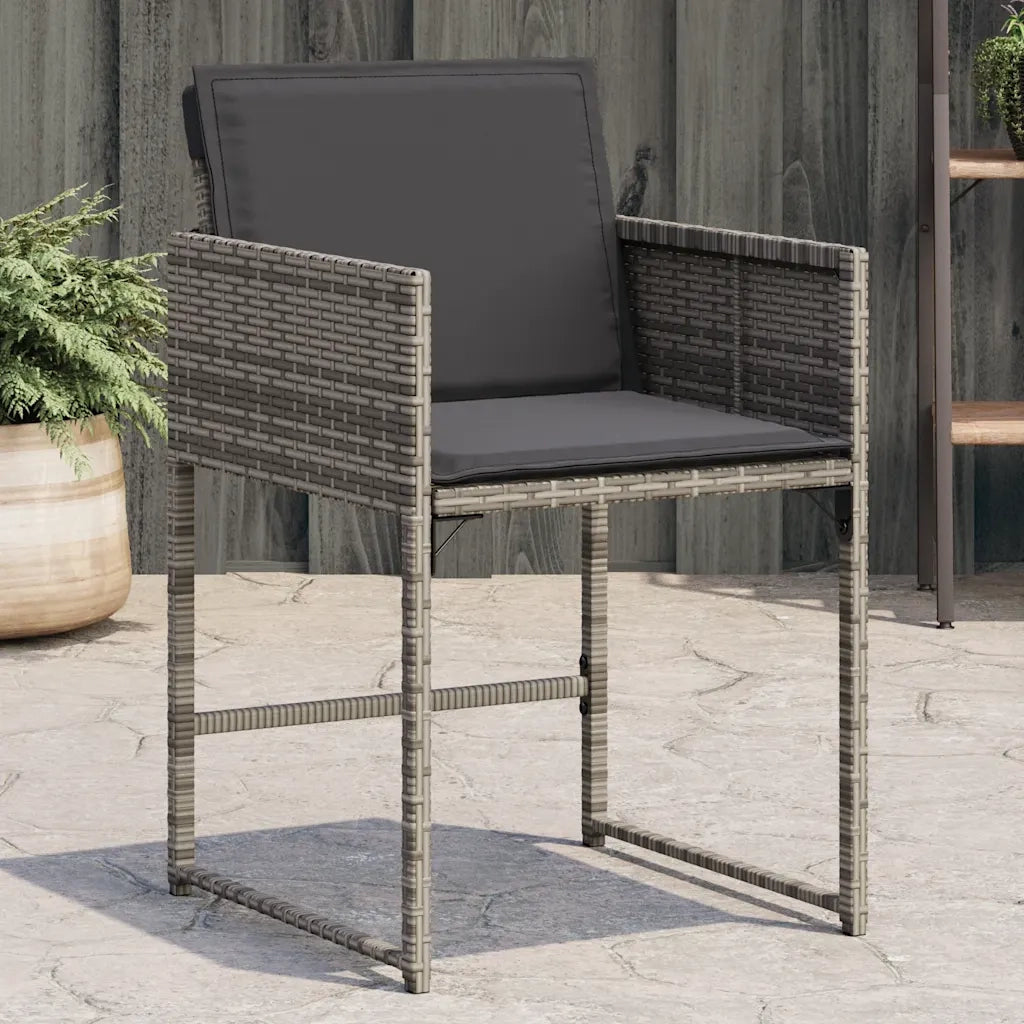 Sedie da Giardino con Cuscini 4 pz | Sedie da Esterno Grigio in Polyrattan