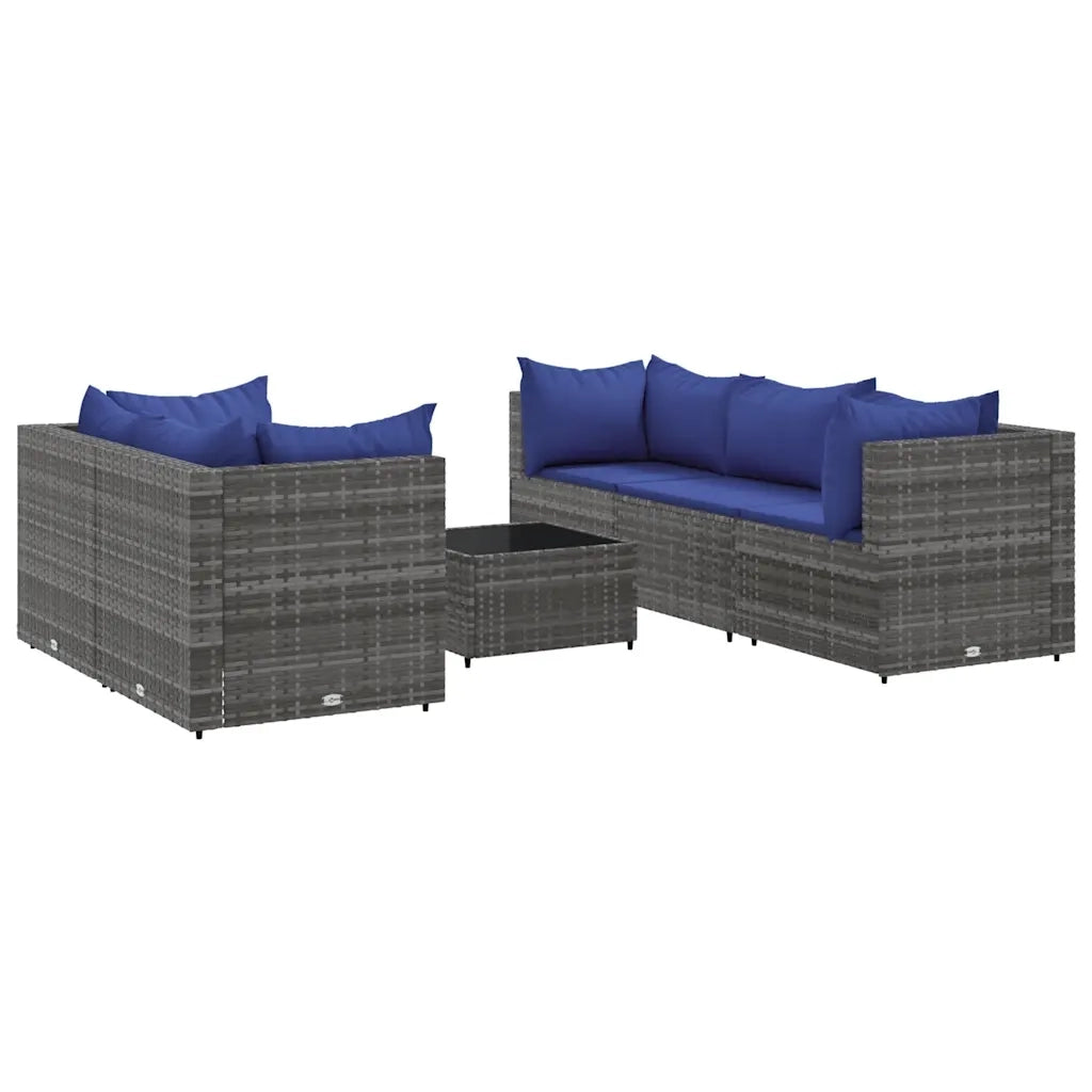 vidaXL Set Divani da Giardino 6 pz con Cuscini in Polyrattan Grigio