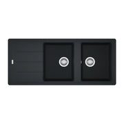 Lavello 2 vasche con gocciolatoio reversibile Franke 116x50 BFG 621 in fragranite nero