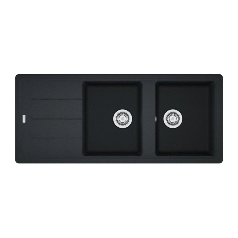 Lavello 2 vasche con gocciolatoio reversibile Franke 116x50 BFG 621 in fragranite nero