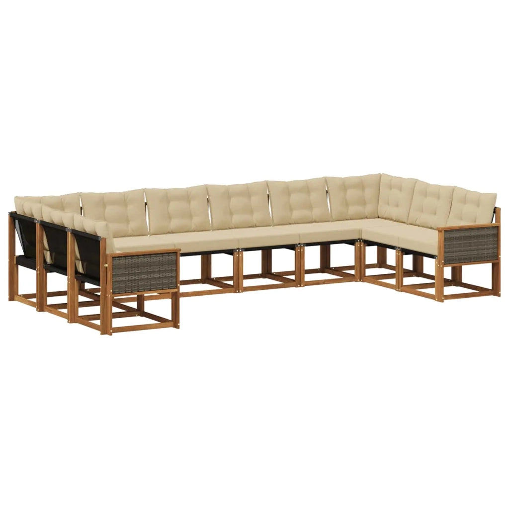 Set di divani da esterno 10 pz Naturale e Beige 3382237