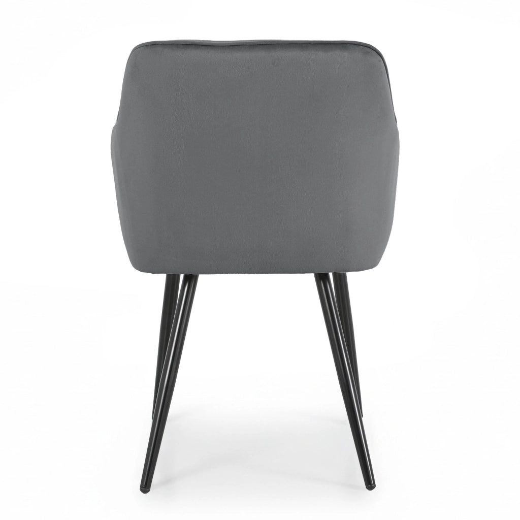 Set di 2 Sedie in velluto trapuntato DIAMANTE Grafite gambe nere