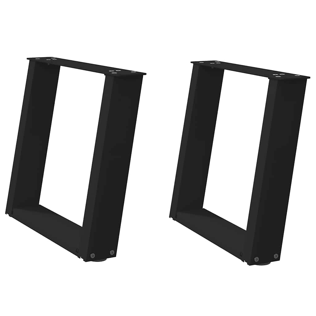 Set di 2 gambe per tavolino da caffè angolate a forma di U 50 x 42 x 43 cm con piedini regolabili design moderno acciaio nero 02_0057048