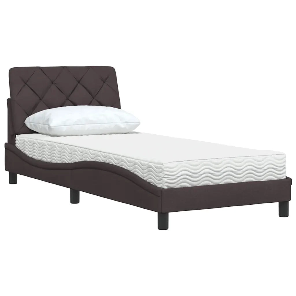 Letto con Materasso Marrone Scuro 80x200 cm in Tessuto 3310702
