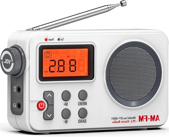 Radio Portatile su Batterie - Ricevitore FM AM Mondiale - Funzione Orologio - 1 pezzo - Nero