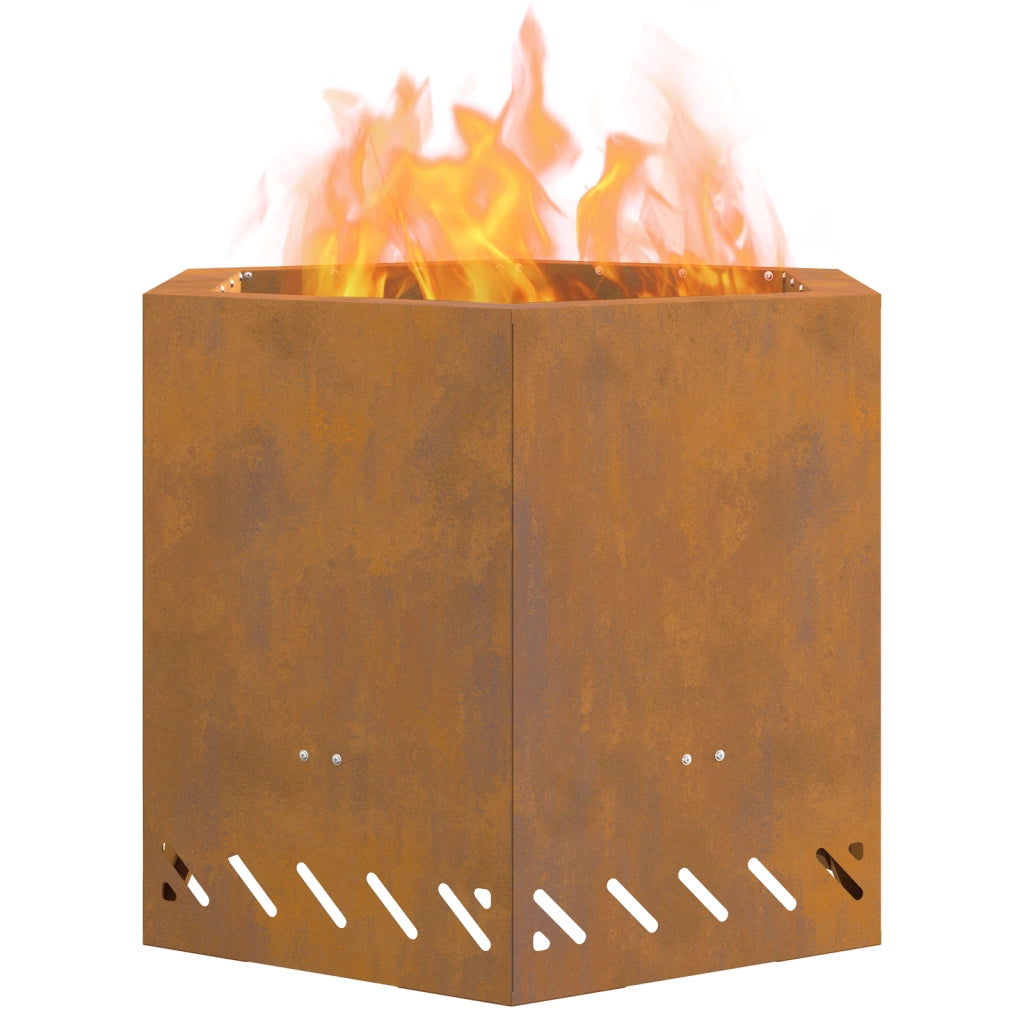 Caminetto senza fumi Esagonale 58x58x51 cm Acciaio invecchiato