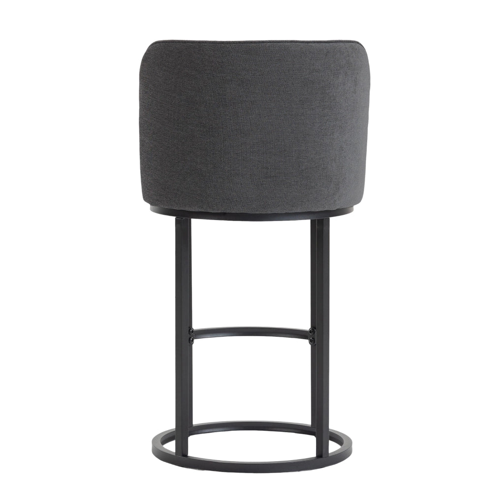 Sgabelli da Bar Set 2 Pezzi ¨C MINIMAL ¨C Seduta Imbottita in Tessuto, Gambe in Metallo Nero