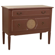 Cassettiera in legno e rattan con due cassetti marroni, 88x38x72h cm
