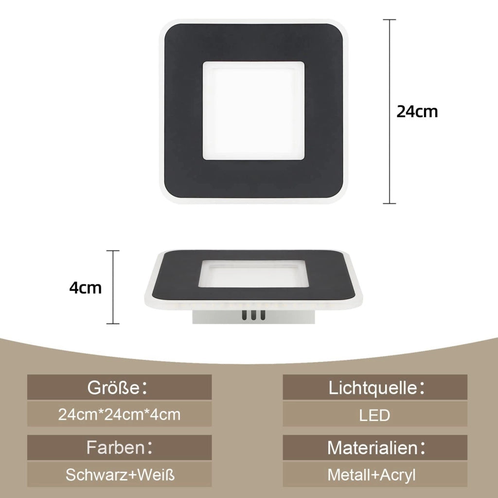 ZMH Lampada da soffitto LED bianca e nera per corridoio, 24 cm, per soggiorno
