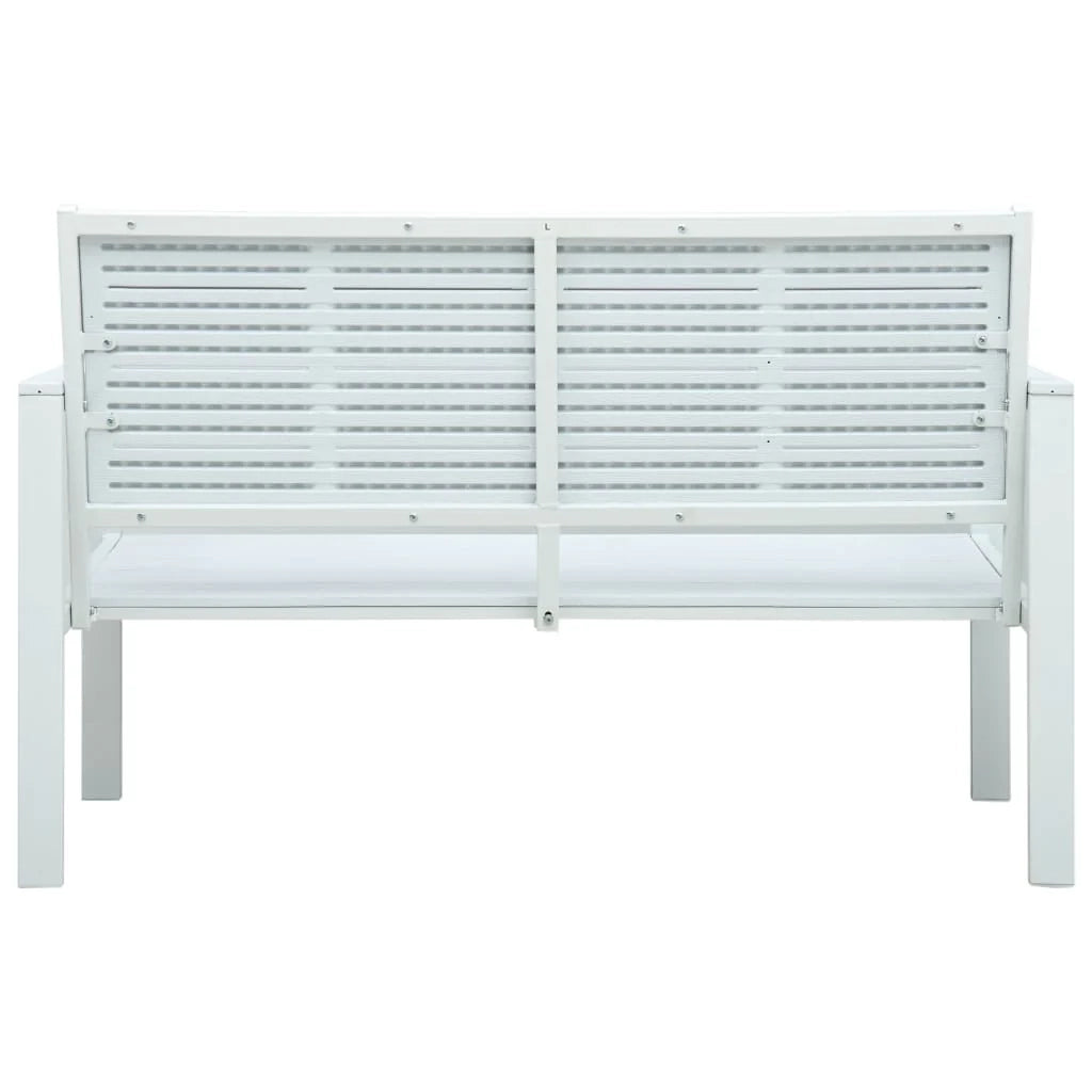 Panca da giardino mobili da esterno per patio terrazza 120 cm HDPE bianco effetto legno 02_0011204
