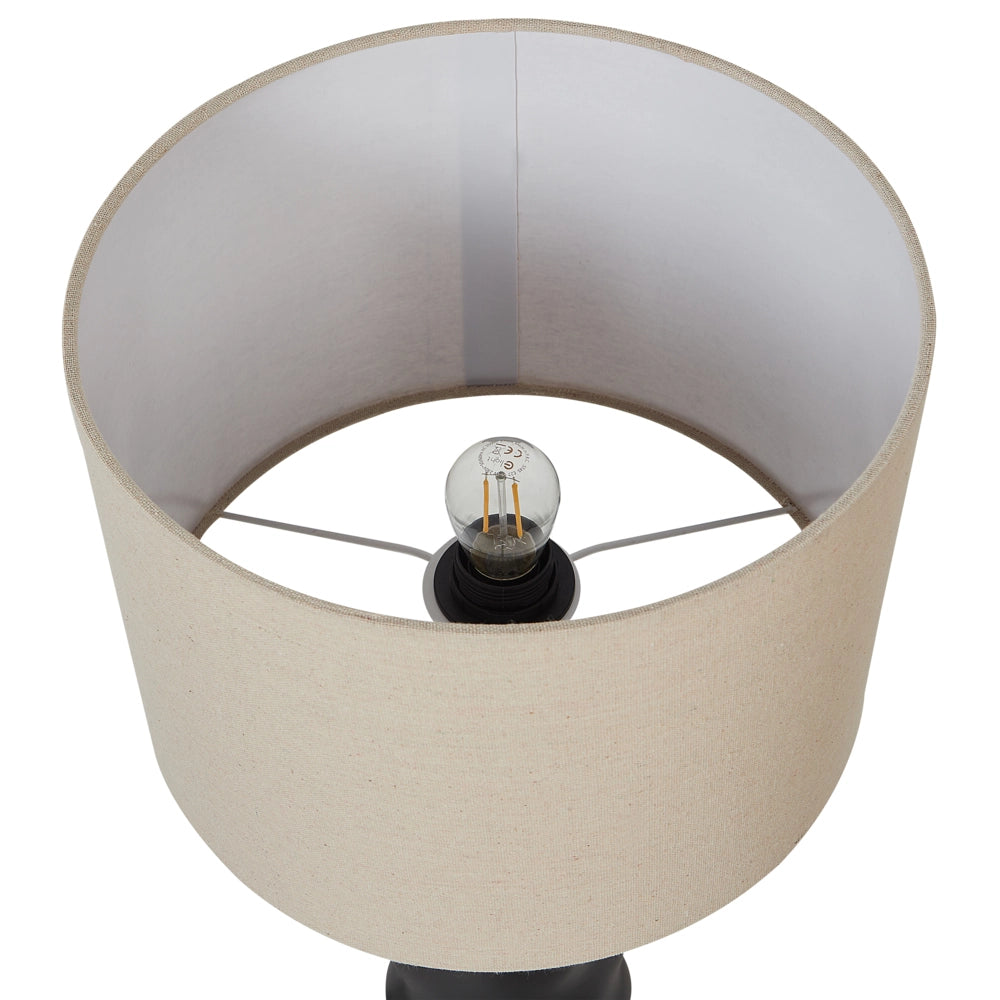 Lampada da comodino in ceramica con paralume a tamburo beige Nero stile moderno e minimalista