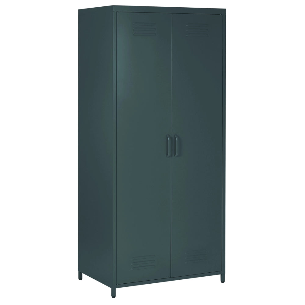 Mobiletto Portaoggetti Home Office Grigio Acciaio 2 Ante 4 Ripiani Design Industriale