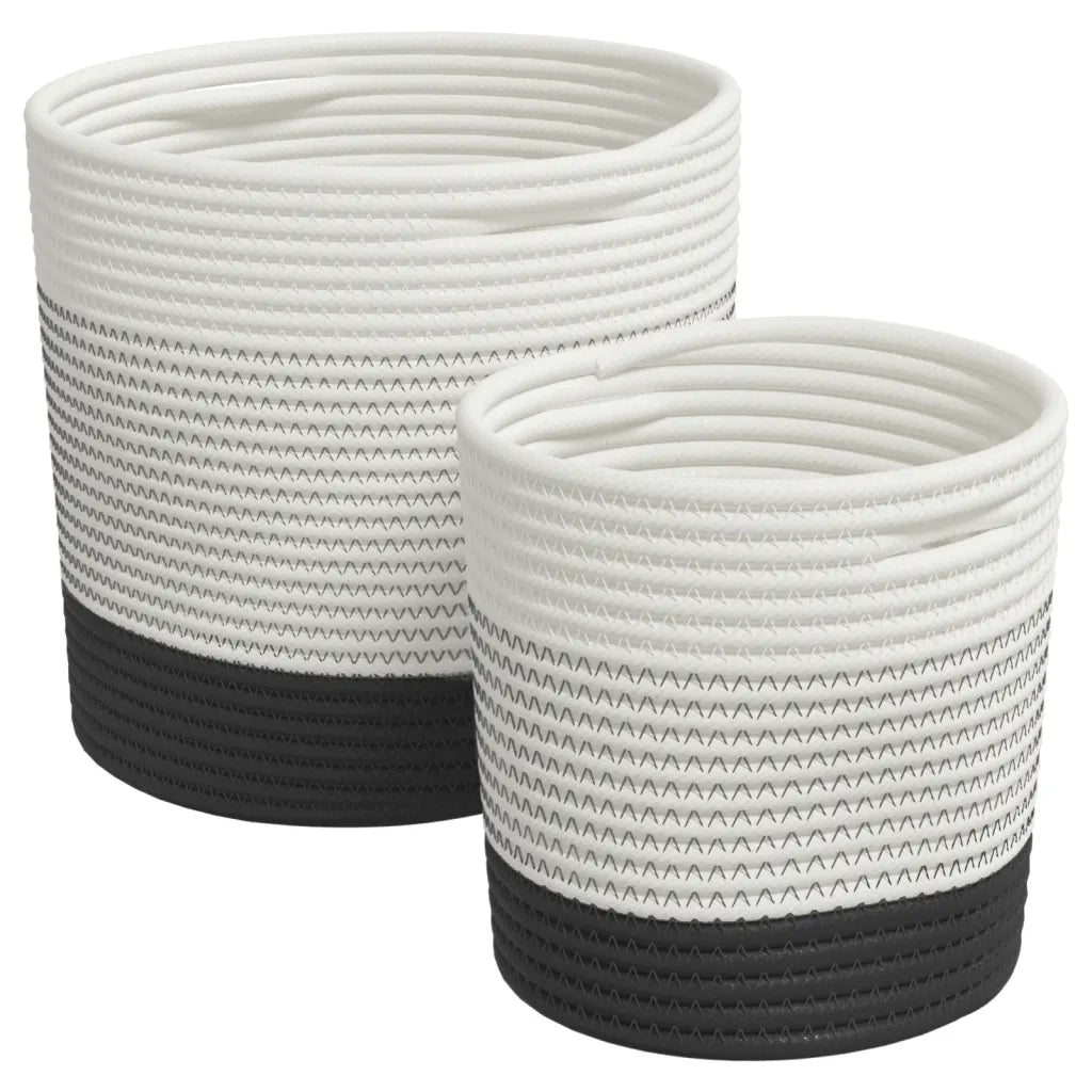 Cestini Portaoggetti 2pz Bianco e Nero in Cotone 358478