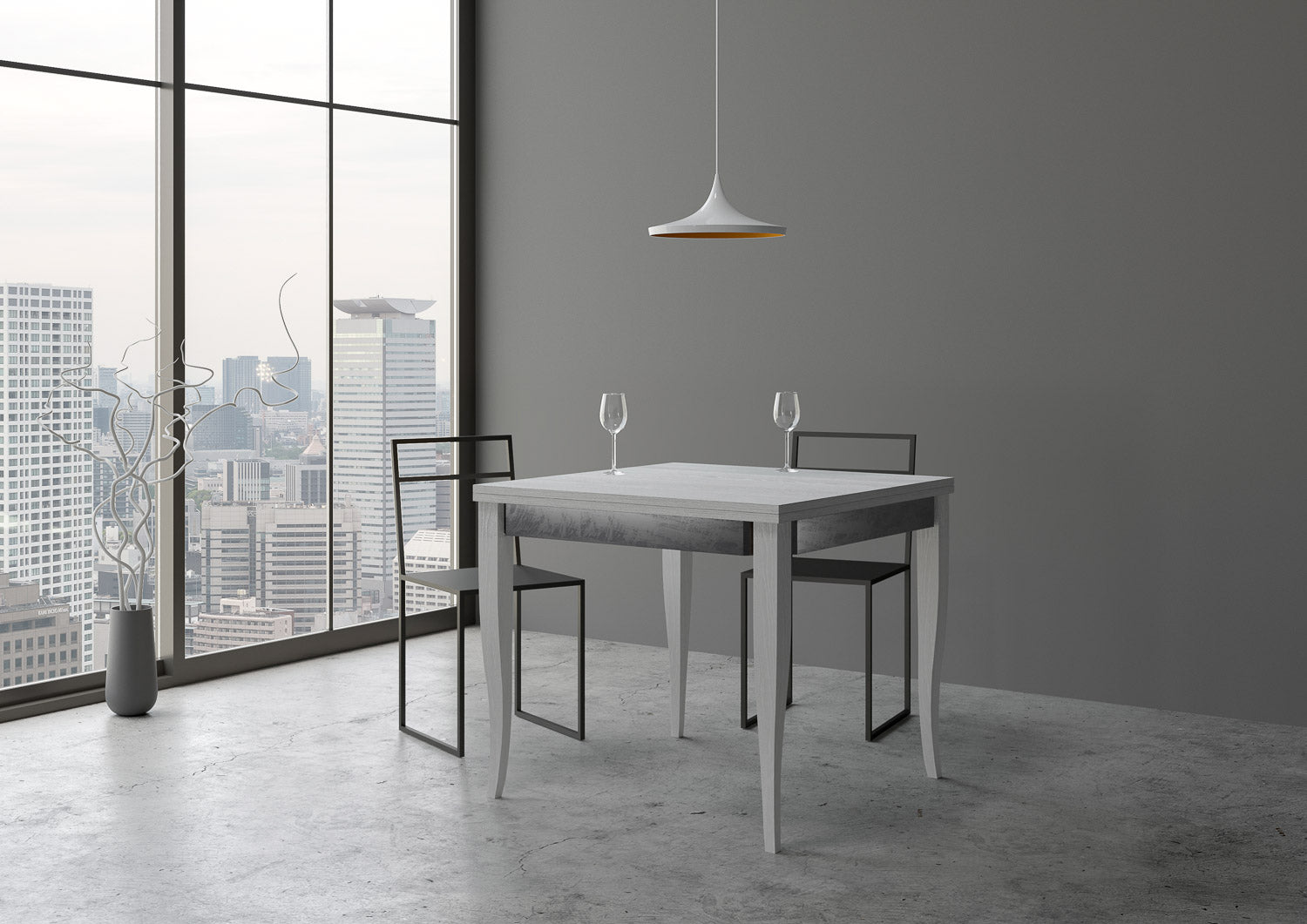 Tavolo Allungabile 90-180x90x78/80 cm Sciabola Librox Bianco Frassino