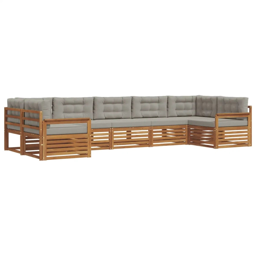 Set di divani da esterno 7 pcs Grigio Naturale e Chiaro 3374046
